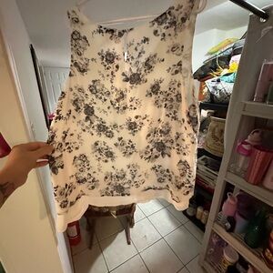 Torrid Black and White Floral Tank Top